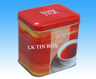 Porcellana 200g ha stampato il contenitore rettangolare di latta con la finestra del PVC, caffè rosso/scatola stoccaggio del tè fornitore