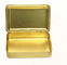 Lo stoccaggio promozionale dell'alimento inscatola la caramella di colore dell'oro con il coperchio a cerniera ed il logo impresso fornitore